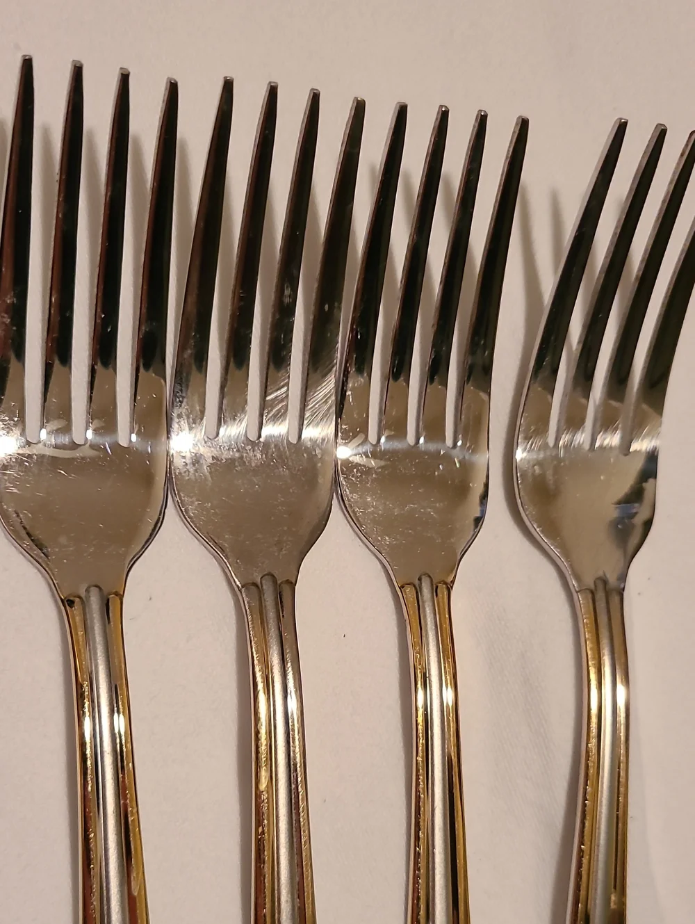 Casa Elite 18/10 Stainless Steel Flatware Silver Gold, 6 Pieces Fork Spoon